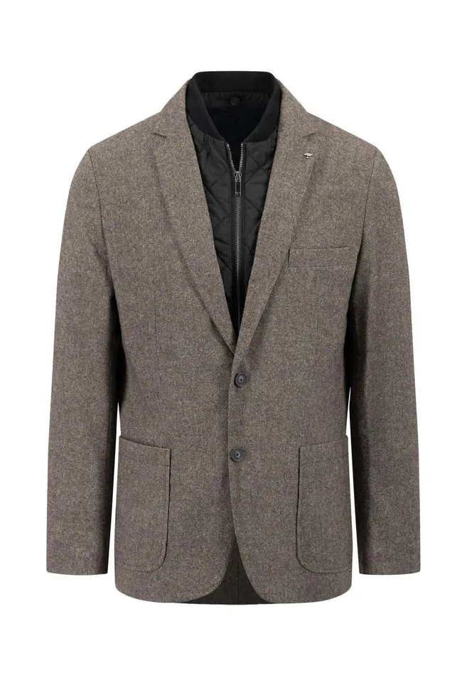 FYNCHHATTON Tweed Blazer With Two Buttons Dark Navyhazel Men Jackets and Coats