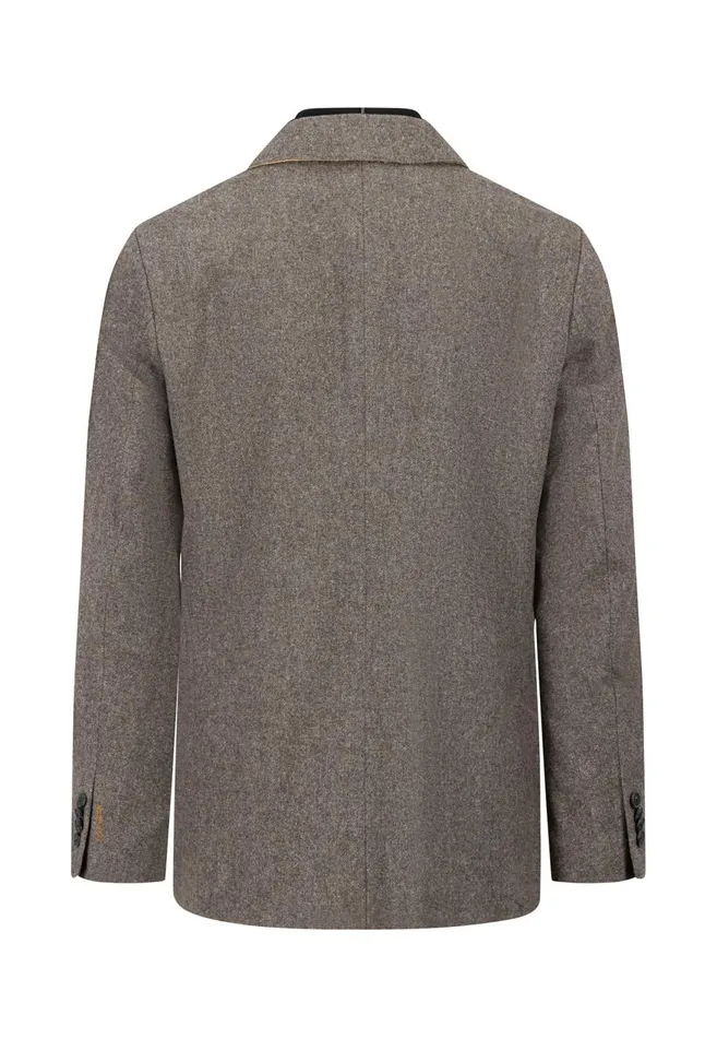 FYNCHHATTON Tweed Blazer With Two Buttons Dark Navyhazel Men Jackets and Coats