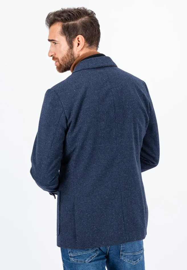 FYNCHHATTON Tweed Blazer With Two Buttons Dark Navyhazel Men Jackets and Coats