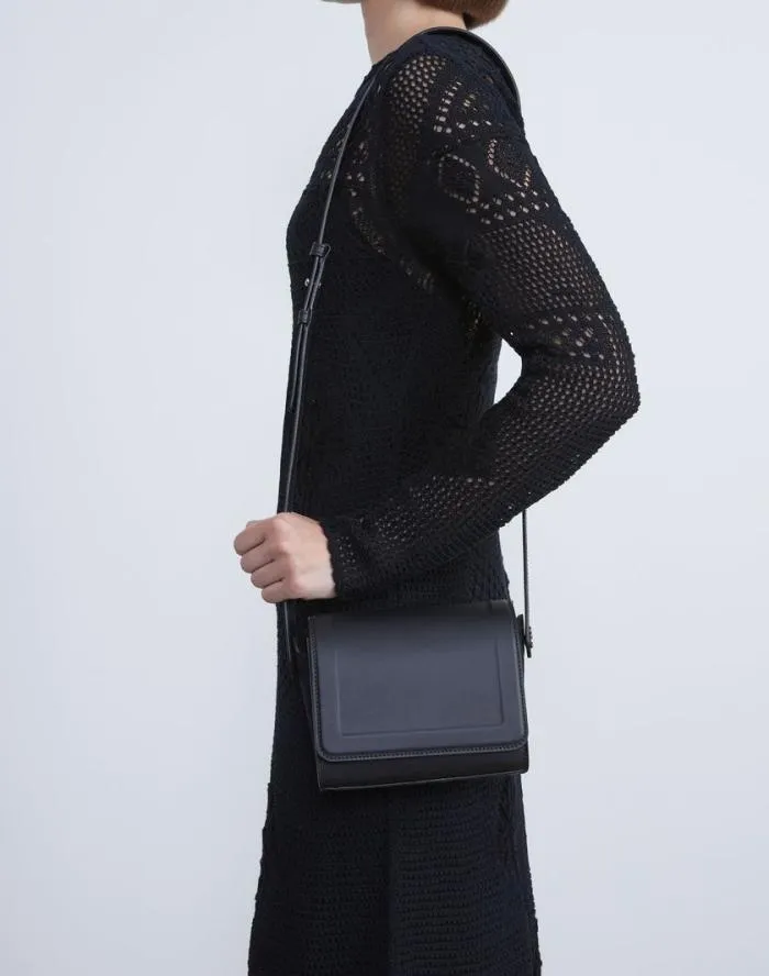 HandbagsAccessories Calfskin Leather and Suede Saddle BagMini Black Lafayette 148 New York Crossbodies