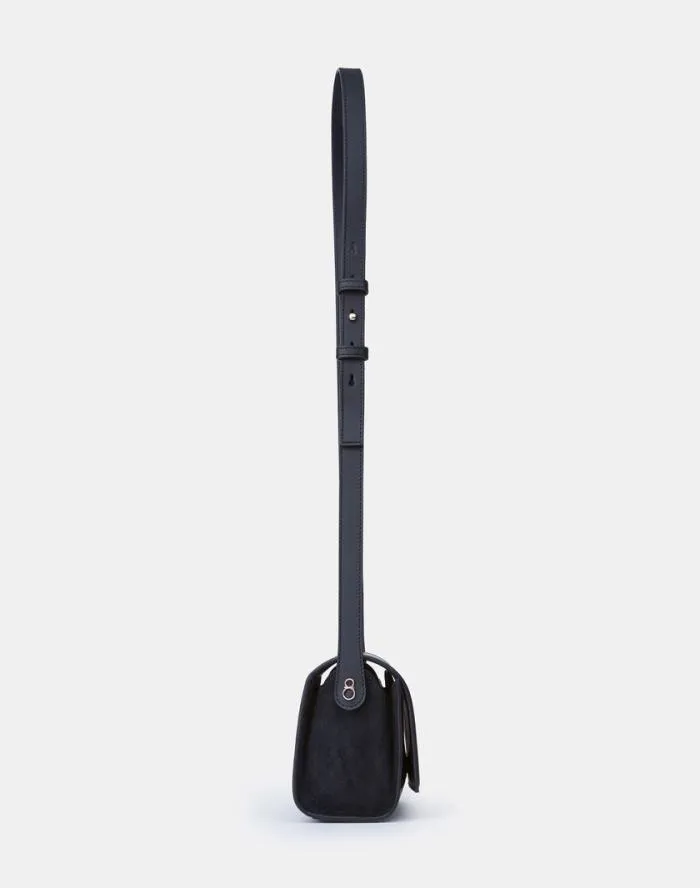 HandbagsAccessories Calfskin Leather and Suede Saddle BagMini Black Lafayette 148 New York Crossbodies