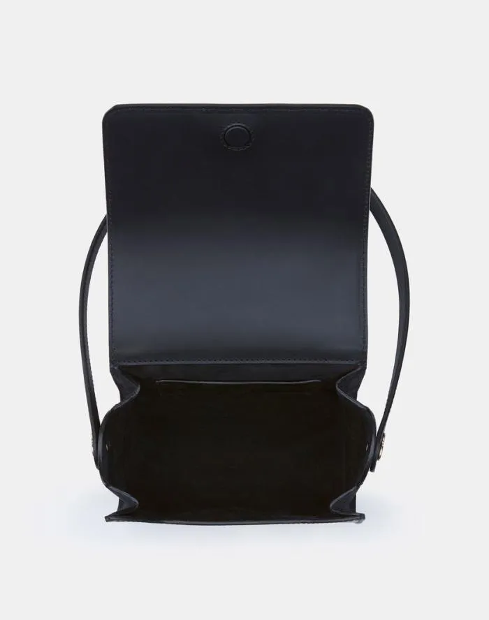 HandbagsAccessories Calfskin Leather and Suede Saddle BagMini Black Lafayette 148 New York Crossbodies