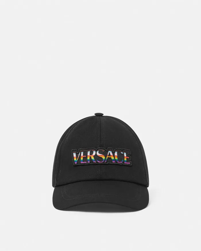 Hats and Caps WomenMen Versace Pride Embroidered Logo Baseball Cap Black
