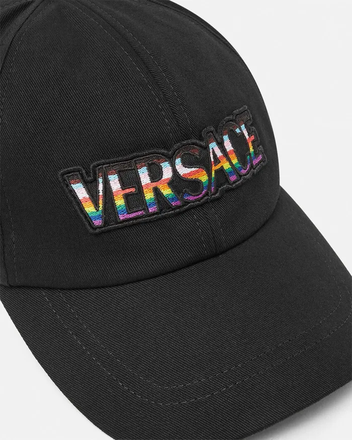 Hats and Caps WomenMen Versace Pride Embroidered Logo Baseball Cap Black