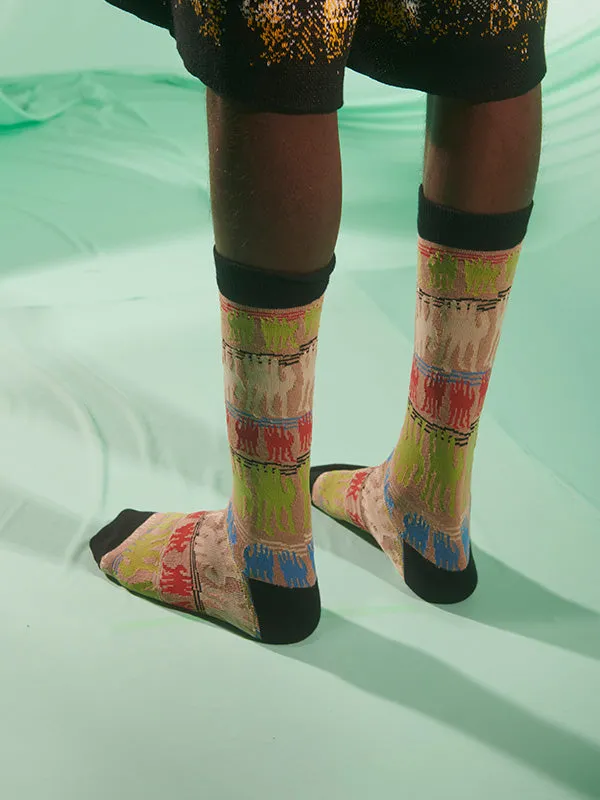 Henrik Vibskov Boutique Cannoli Socks Homme 8211 Multi Black Cannoli Men Socks