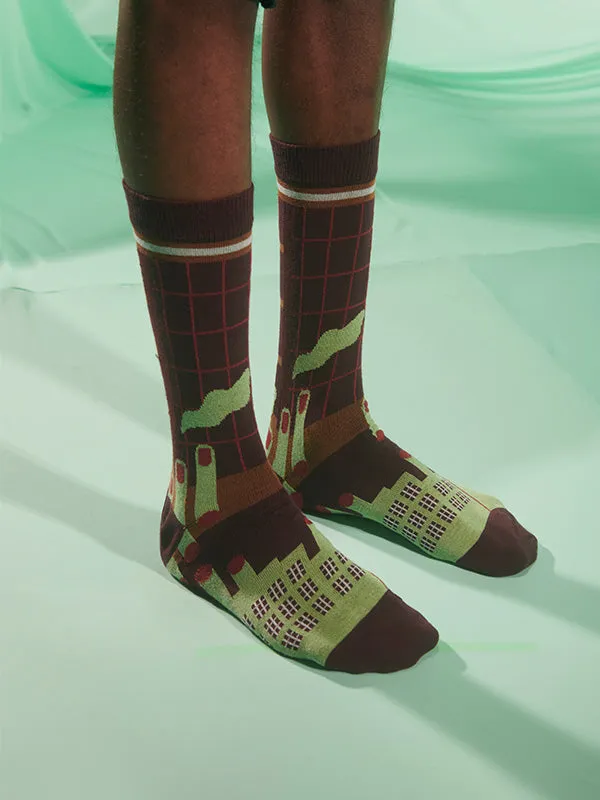 Henrik Vibskov Boutique Chopped Finger Factory Socks Homme 8211 Brown Pistachio Factory Men Socks