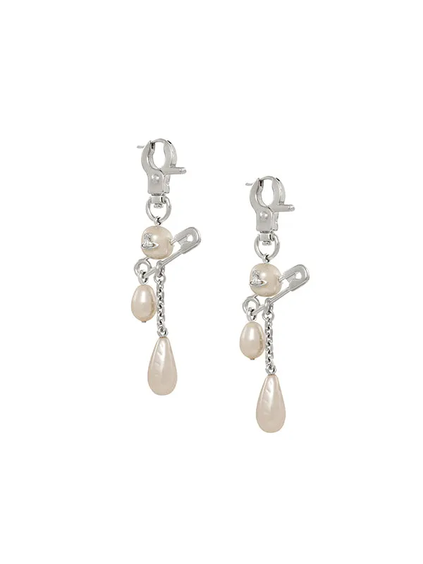 Henrik Vibskov Boutique Claude Long Earrings 8211 PlatinumCreamrose Pearl Men Earrings
