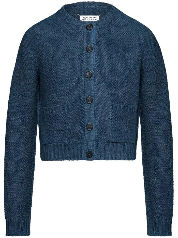 Henrik Vibskov Boutique Cropped Crewneck Cardigan 8211 Blue Women Knitwear