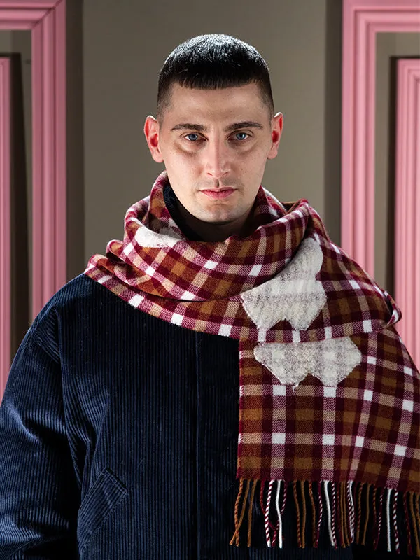 Henrik Vibskov Boutique Cross Wool Scarf 8211 Rust Grid Cross Men Scarves