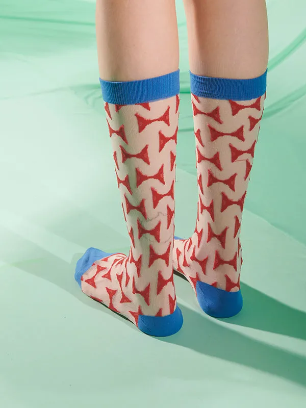 Henrik Vibskov Boutique Jazzhands Transparent Socks Femme 8211 Beige Blue Hands Women Socks