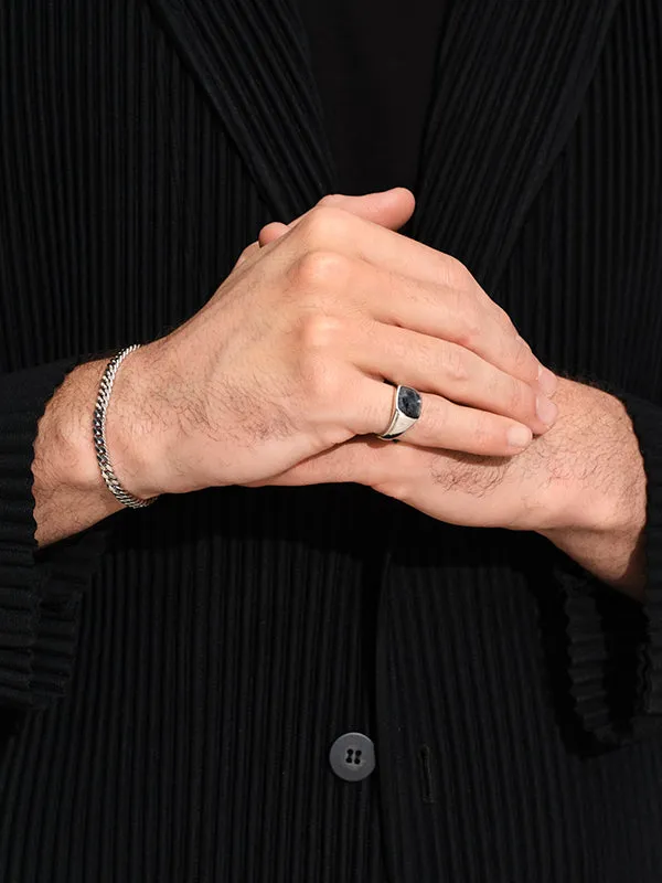 Henrik Vibskov Boutique Kay Ring Larvikite 8211 Silver Men Rings