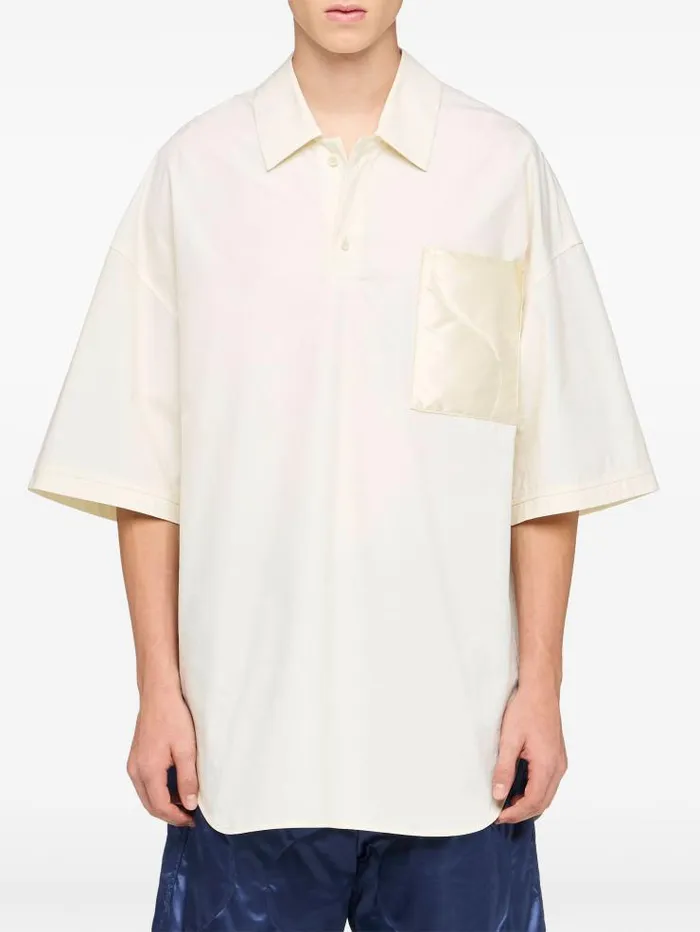 Henrik Vibskov Boutique ShortSleeve Quilted Pocket Polo Top 8211 Ivory Men Tops