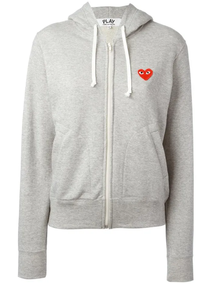 Henrik Vibskov Boutique Women039s Zipped Hoodie Red Heart 8211 Grey Women Hoodies and Sweatshirts