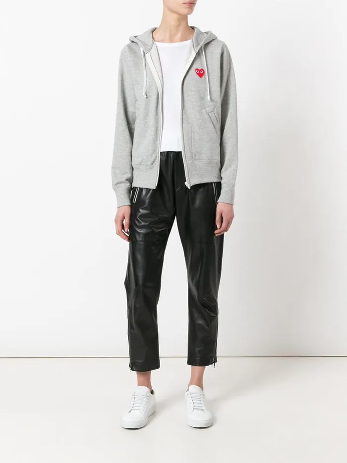 Henrik Vibskov Boutique Women039s Zipped Hoodie Red Heart 8211 Grey Women Hoodies and Sweatshirts