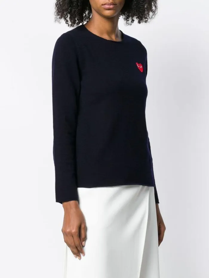Henrik Vibskov Boutique Womens Crewneck Pullover Red Heart 8211 Navy Women Knitwear