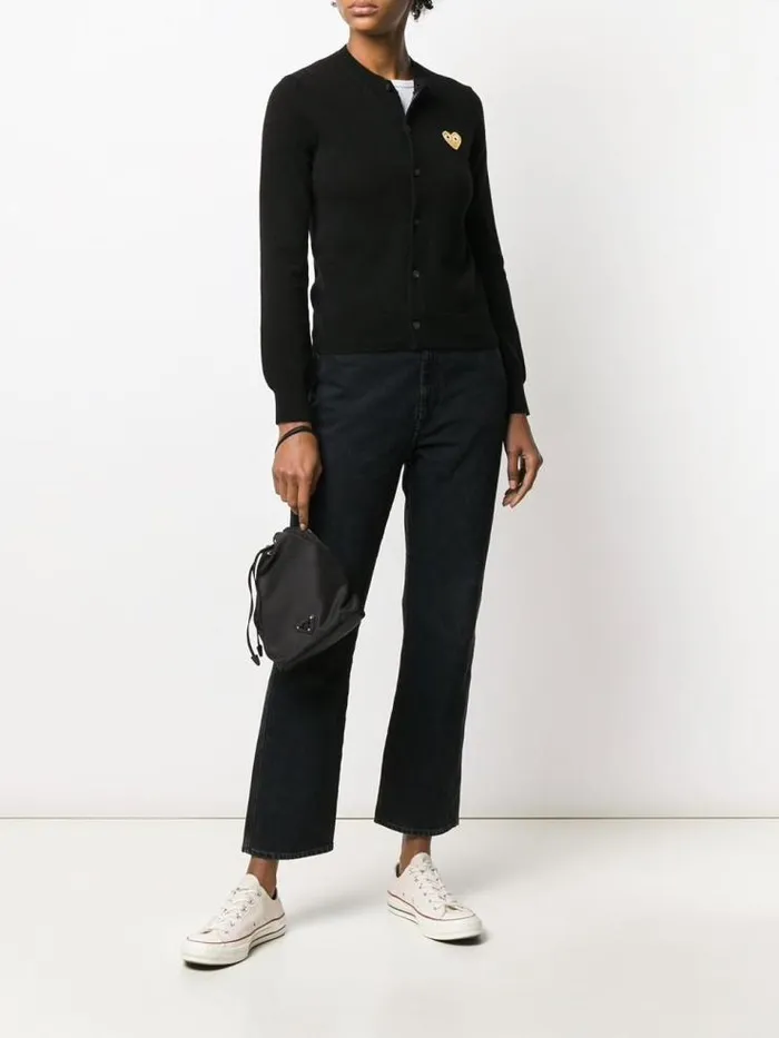 Henrik Vibskov Boutique Womens Wool Cardigan Gold Heart 8211 Black Women Knitwear