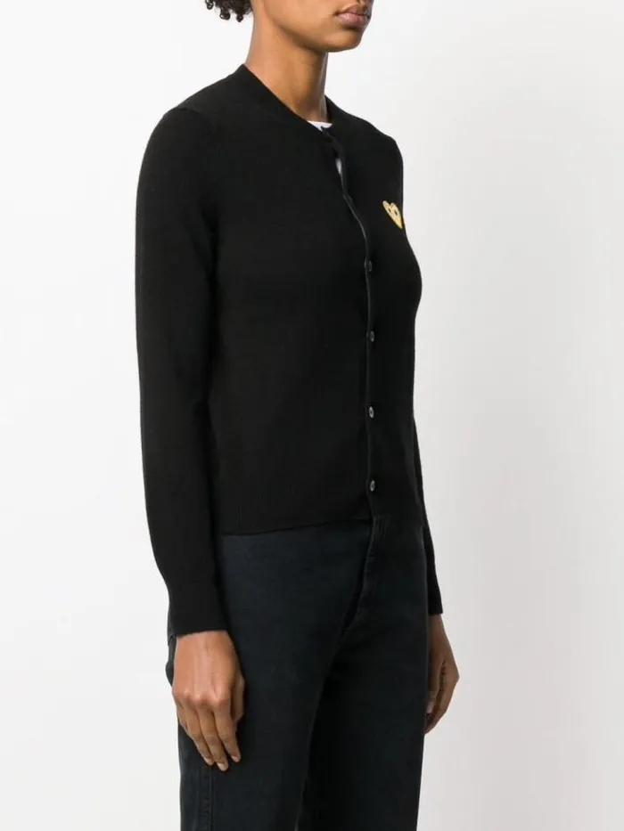 Henrik Vibskov Boutique Womens Wool Cardigan Gold Heart 8211 Black Women Knitwear