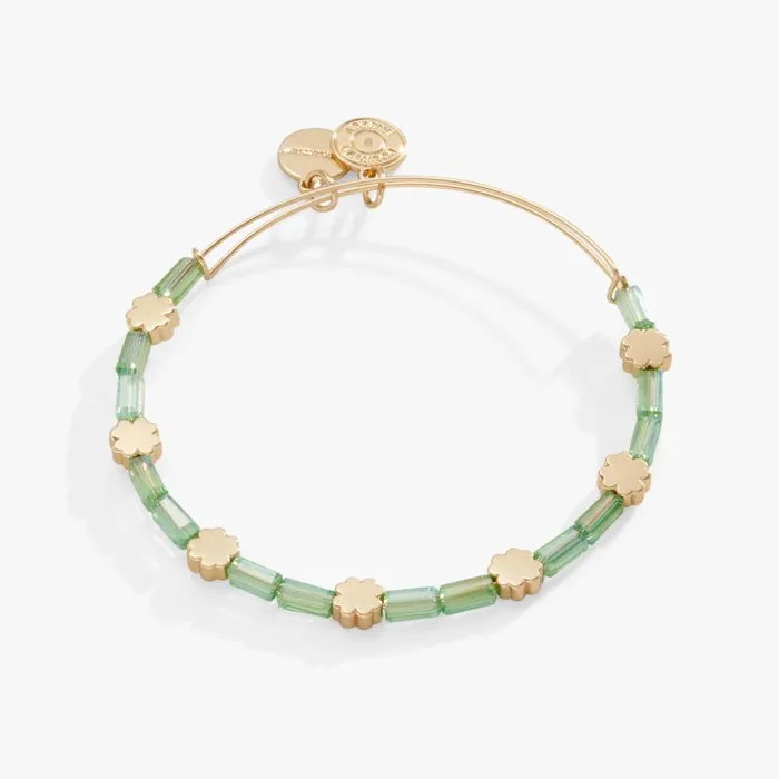 Iconic Women Alex And Ani Clover Crystal Accent Beaded Bangle Bracelet Gold