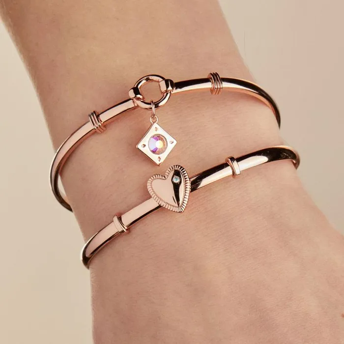 Iconic Women Alex And Ani Heart Clip Bangle Bracelet Rose Gold
