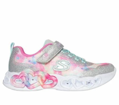 Infinite Heart Lights 8211 Color Lovin Silver Multi Kids SKECHERS Kids UK Sizes 9525