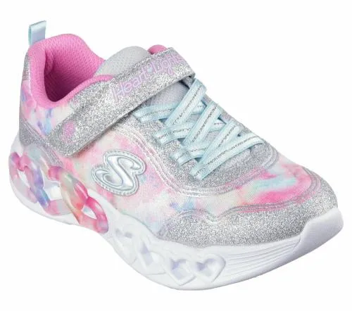 Infinite Heart Lights 8211 Color Lovin Silver Multi Kids SKECHERS Kids UK Sizes 9525
