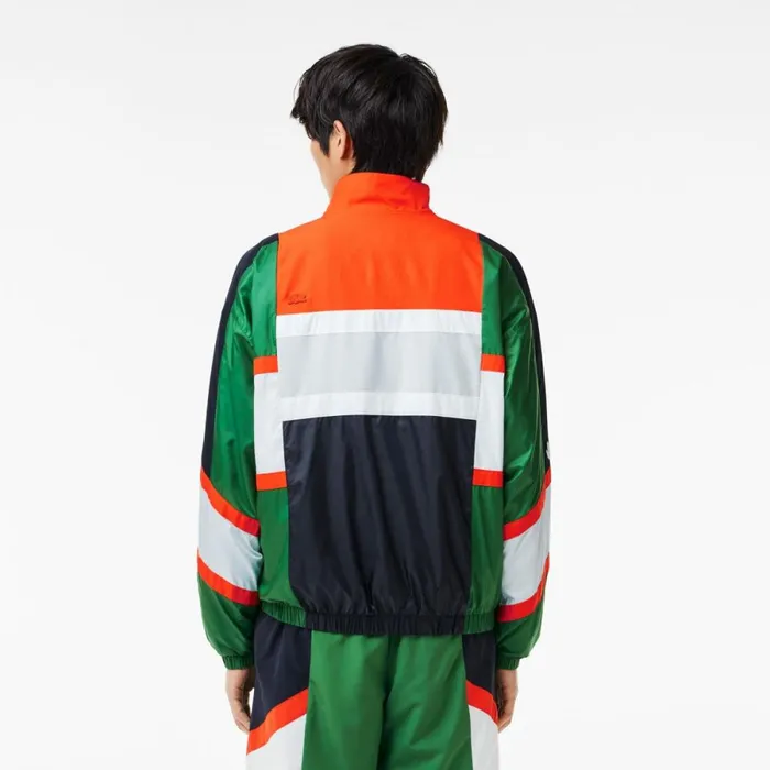 Jackets and Coats Men Lacoste Men039s Colorblock Track Jacket Green White Qiu