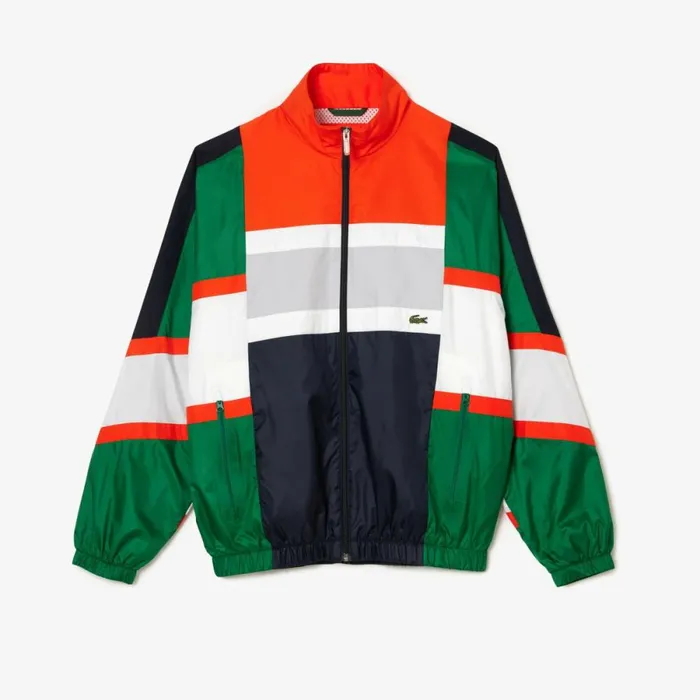 Jackets and Coats Men Lacoste Men039s Colorblock Track Jacket Green White Qiu