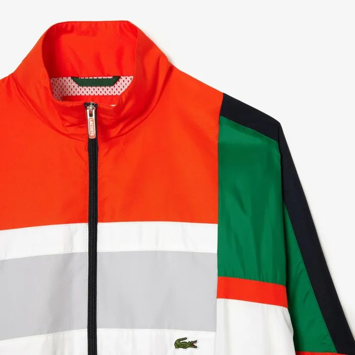 Jackets and Coats Men Lacoste Men039s Colorblock Track Jacket Green White Qiu