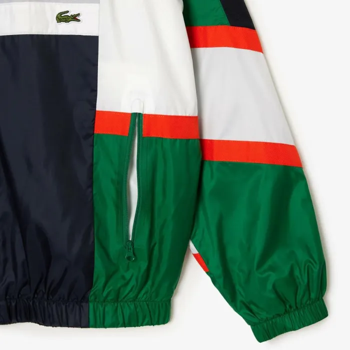 Jackets and Coats Men Lacoste Men039s Colorblock Track Jacket Green White Qiu