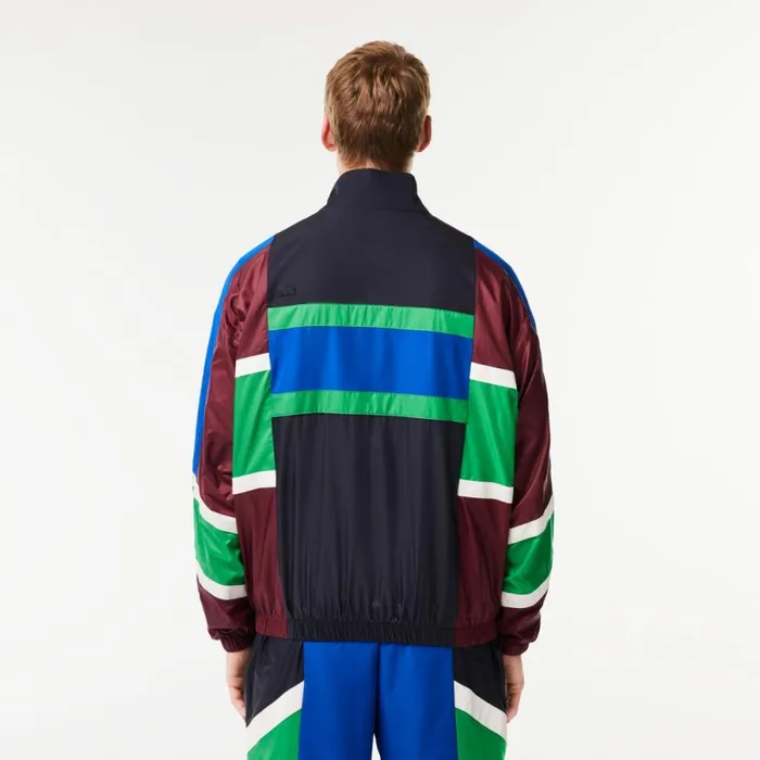 Jackets and Coats Men Lacoste Men039s Colorblock Track Jacket Navy Blue White Kg2