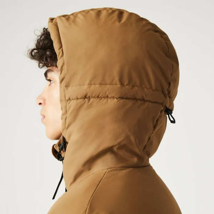 Jackets and Coats Men Lacoste Men039s Quilted Colorblock WaterRepellent Jacket Brown Black Green Tpv