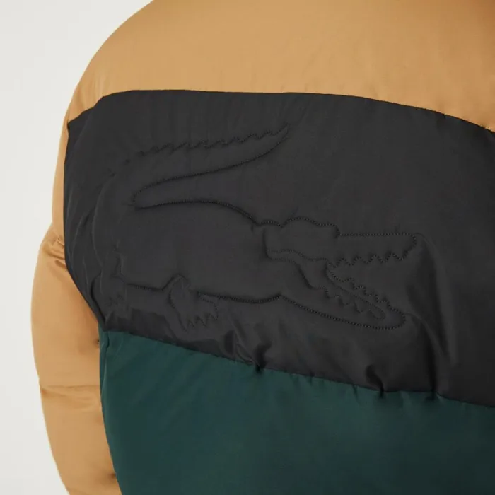 Jackets and Coats Men Lacoste Men039s Quilted Colorblock WaterRepellent Jacket Brown Black Green Tpv