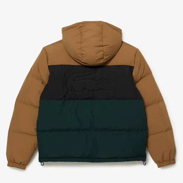 Jackets and Coats Men Lacoste Men039s Quilted Colorblock WaterRepellent Jacket Brown Black Green Tpv