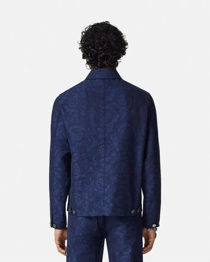 Jackets and Coats Men Versace Barocco Jacquard Carpenter Jacket Blue