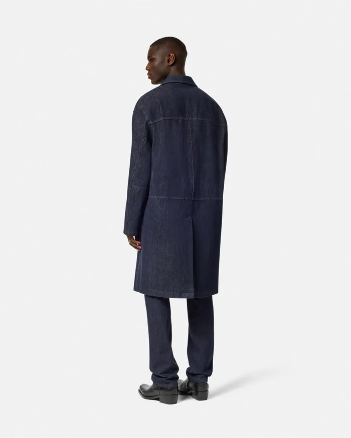 Jackets and Coats Men Versace Denim Coat Blue