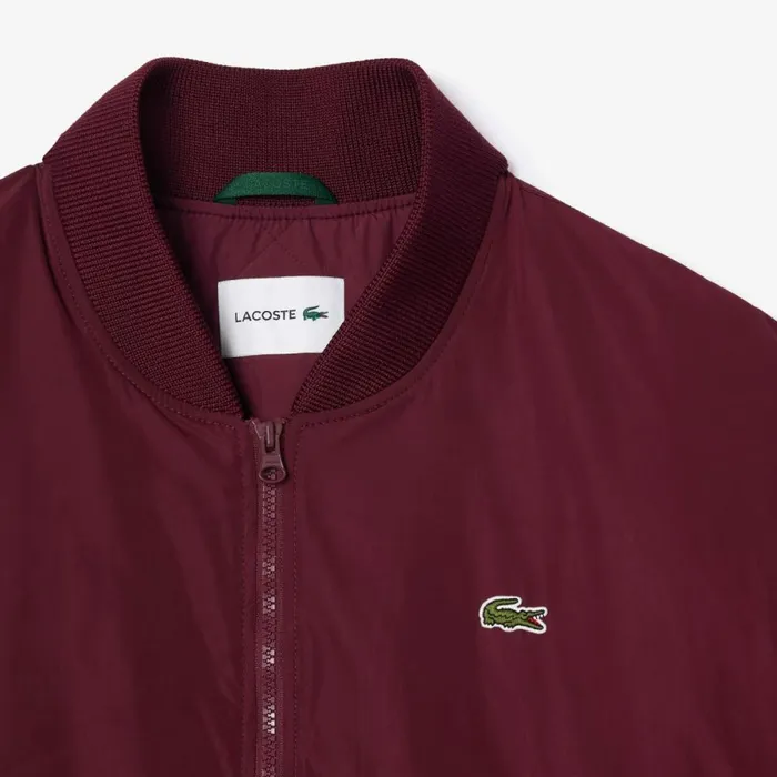 Jackets and Coats Women Lacoste Women039s Oversized Ribbed Cuff Bomber Jacket Bordeaux Ixz