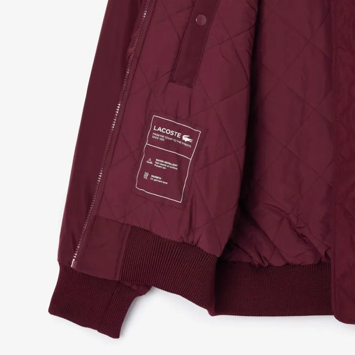 Jackets and Coats Women Lacoste Women039s Oversized Ribbed Cuff Bomber Jacket Bordeaux Ixz