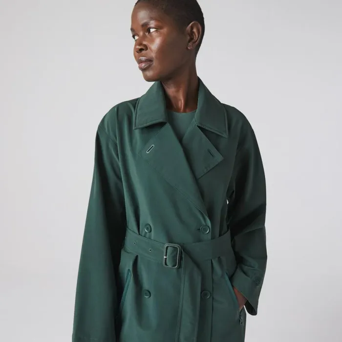 Jackets and Coats Women Lacoste Women039s Oversized Trench Coat Green R89