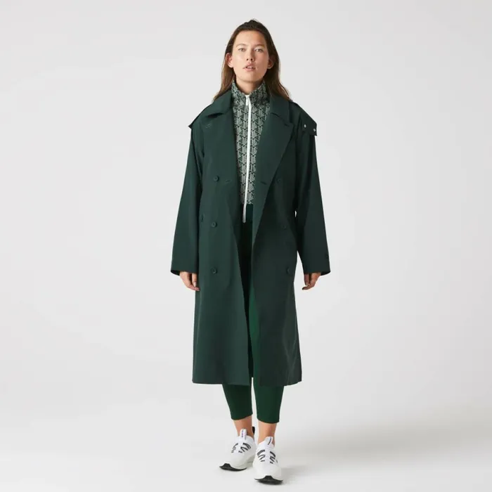 Jackets and Coats Women Lacoste Women039s Oversized Trench Coat Green R89