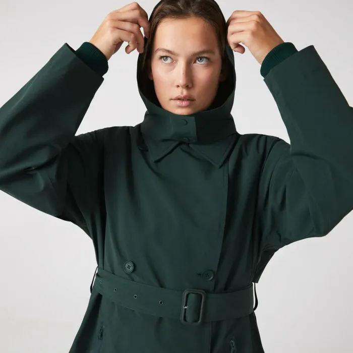 Jackets and Coats Women Lacoste Women039s Oversized Trench Coat Green R89