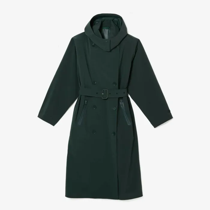 Jackets and Coats Women Lacoste Women039s Oversized Trench Coat Green R89