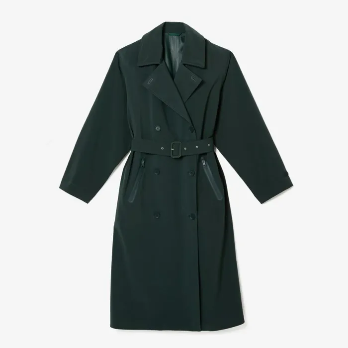 Jackets and Coats Women Lacoste Women039s Oversized Trench Coat Green R89