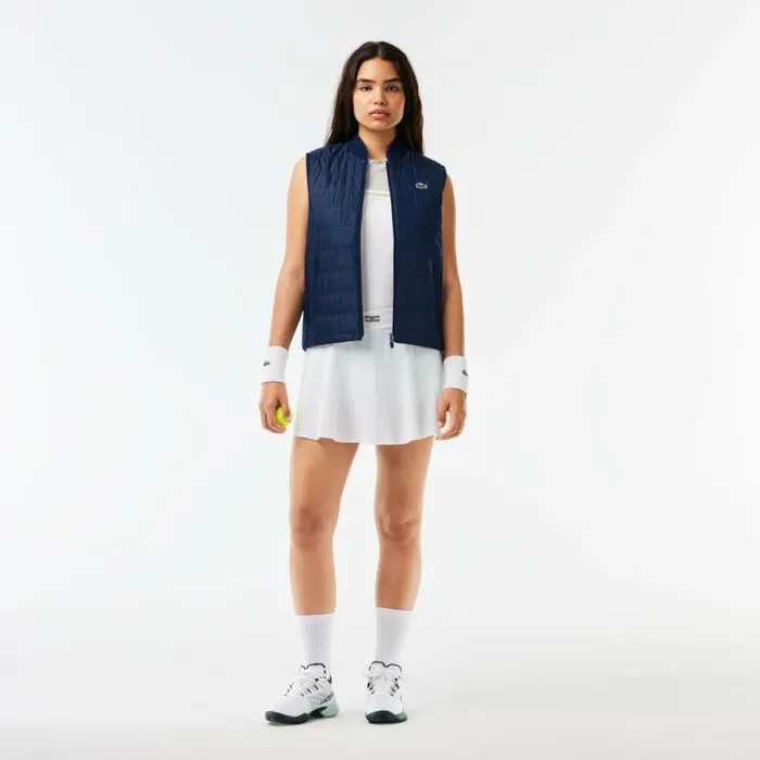 Jackets and Coats Women Lacoste Womens Reversible Golf Vest Navy Blue Bordeaux R1i