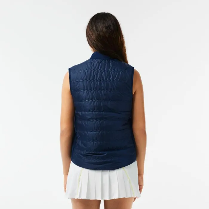 Jackets and Coats Women Lacoste Womens Reversible Golf Vest Navy Blue Bordeaux R1i
