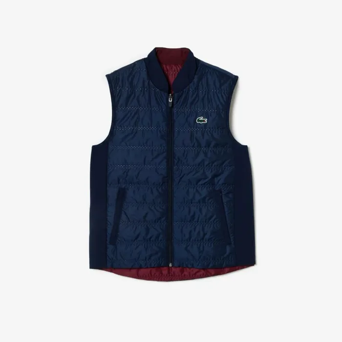 Jackets and Coats Women Lacoste Womens Reversible Golf Vest Navy Blue Bordeaux R1i