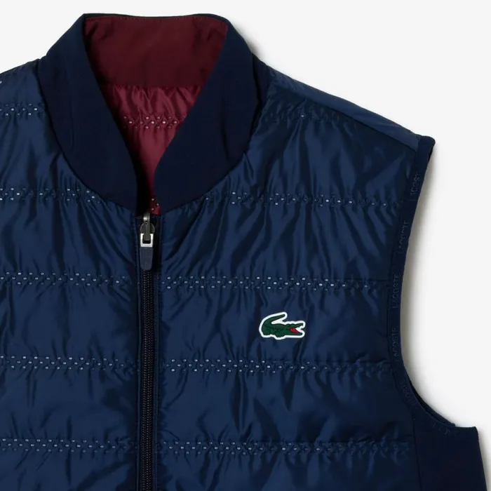 Jackets and Coats Women Lacoste Womens Reversible Golf Vest Navy Blue Bordeaux R1i