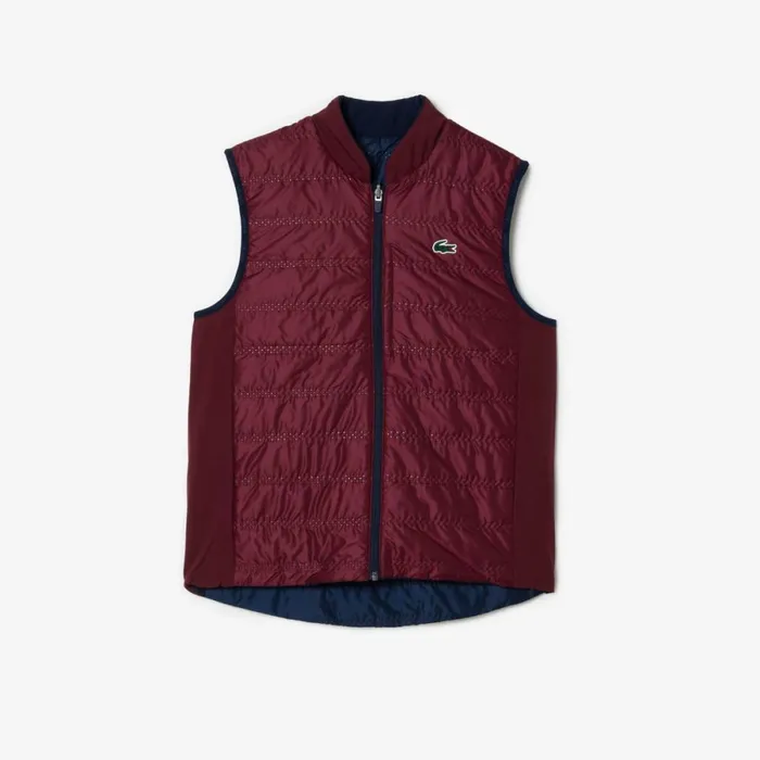 Jackets and Coats Women Lacoste Womens Reversible Golf Vest Navy Blue Bordeaux R1i