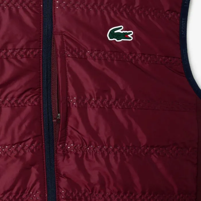 Jackets and Coats Women Lacoste Womens Reversible Golf Vest Navy Blue Bordeaux R1i