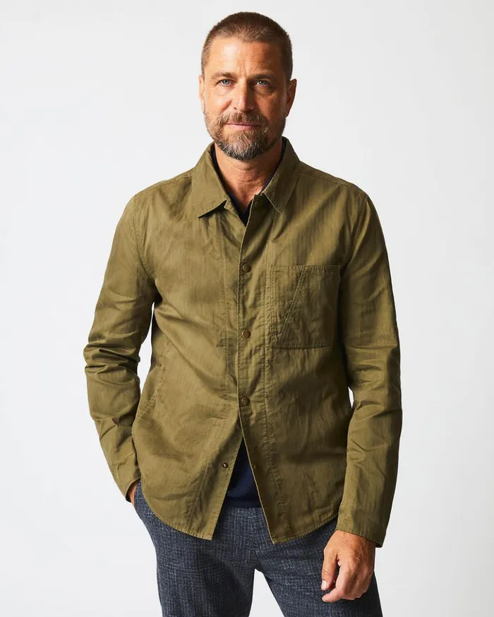 Jackets and Outerwear Men Billy Reid Leroy Shirt Jacket Moss Green