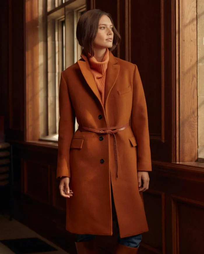 Jackets and Outerwear Women Billy Reid Peak Lapel Crombie Gingerbread